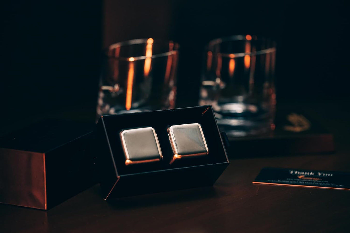 Whiskey Stones Gift Set by , Set of 2 Extra Large Stainless Steel Whiskey Cubes, Food Grade Stainless Steel, Drink Chillers, Chilling Stones, Whiskey Rocks, Reusable Ice Cubes