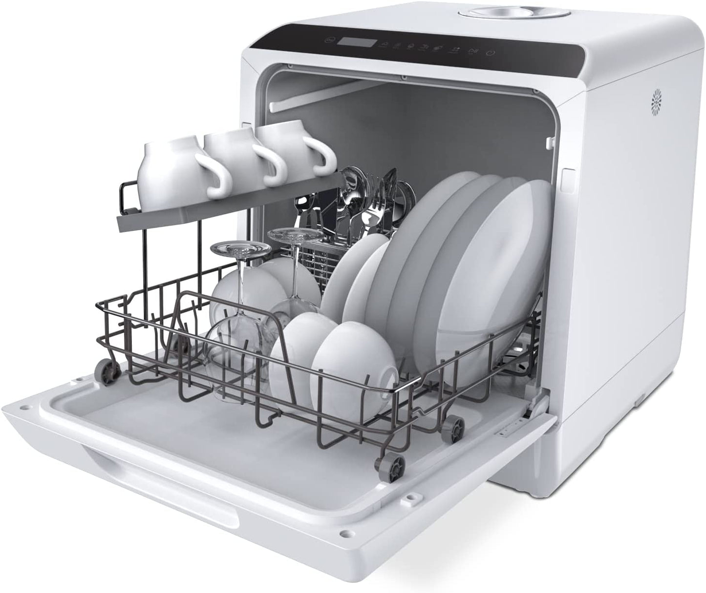 Countertop Dishwasher, 5 Washing Programs Portable Dishwasher with 5-Liter Built-In Water Tank for Glass Door