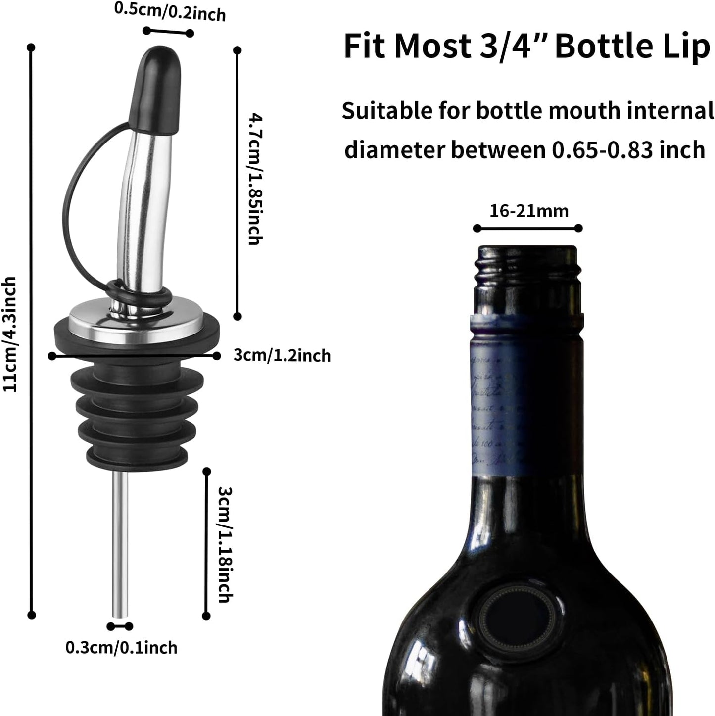 12PCS Liquor Pour Spout - Stainless Steel Pour Spouts for Liquor Bottles, Speed Tapered Liquor Bottle Pourers for Alcohol with Dust Caps, Olive Oil Dispenser Spout, Bar Accessories Bar Tools