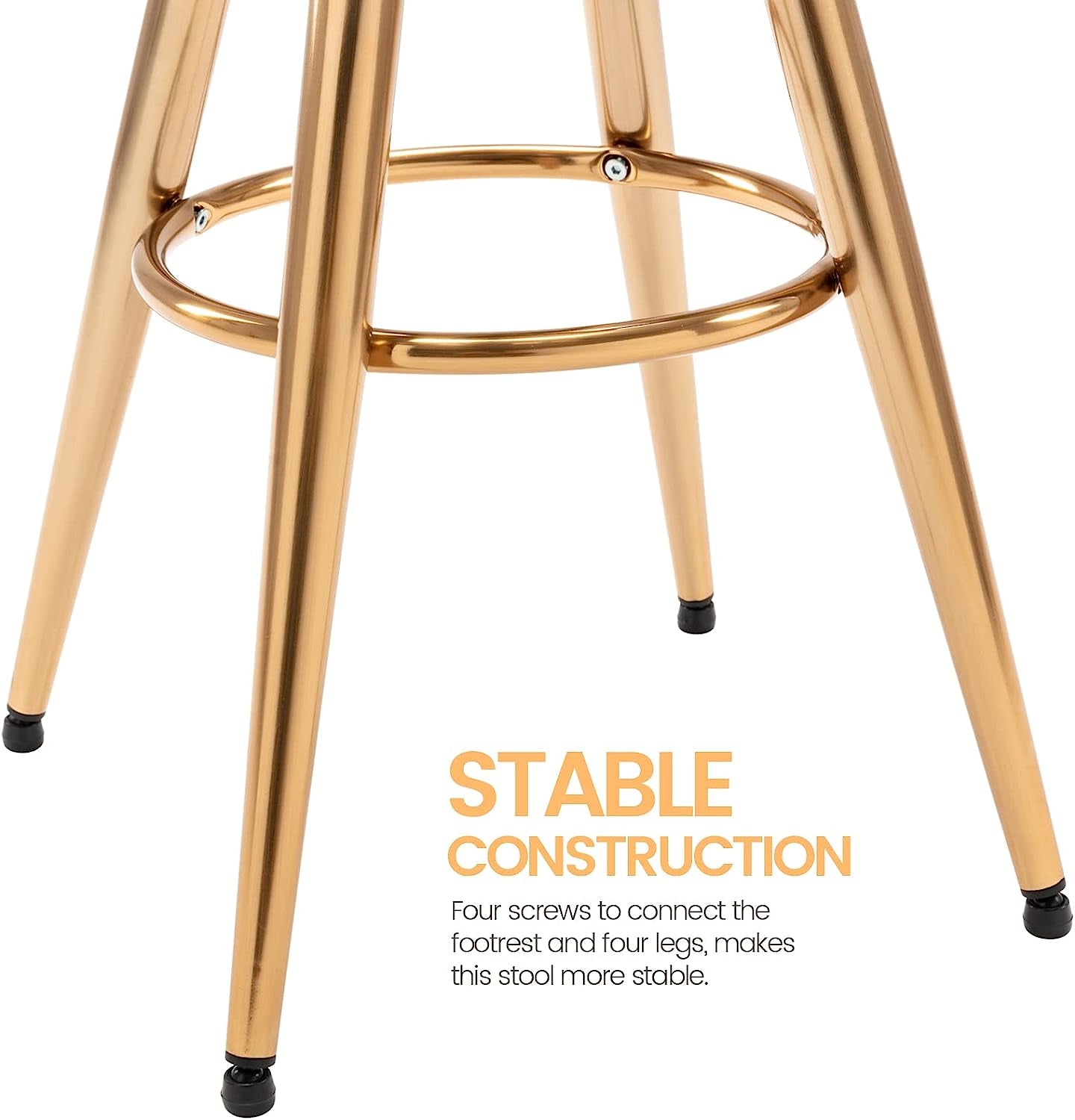 Industrial Bar Stool, Adjustable Swivel round Seat Metal Barstool with Legs, Backless Heavy Duty Airlift Bar Chair for Kitchen Dining Pub Cafe (Gold)