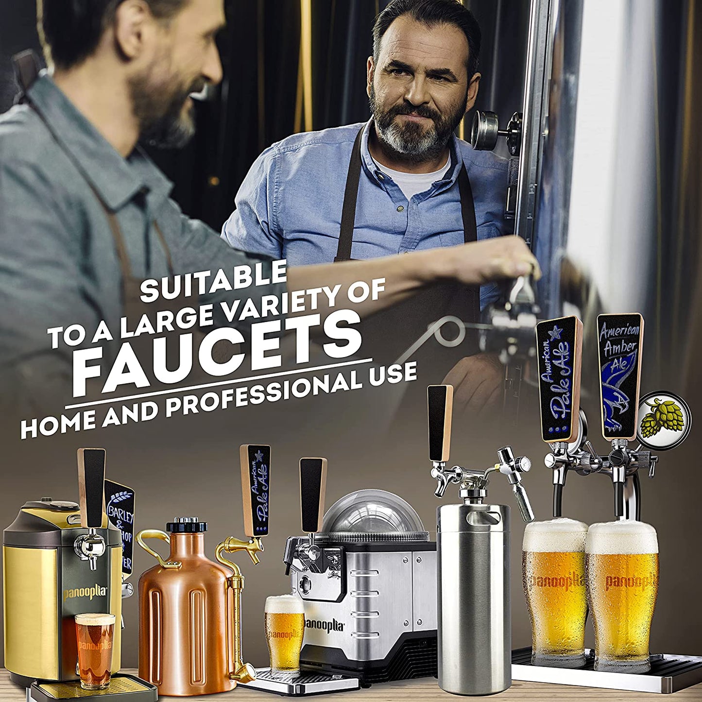 Beer Tap Handle and Two Liquid Chalk Markers Set - Wooden Keg Taps Handles for Standard Faucets and Kegerators with Reusable Chalkboard - Suitable for Home Brew, Bars, Kegs and Draft Beer