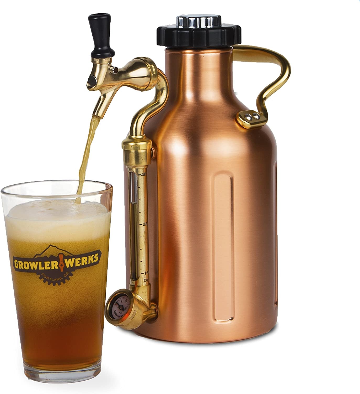Ukeg Carbonated Growler-Great Gift for Beer Lovers, 64 Oz, Copper