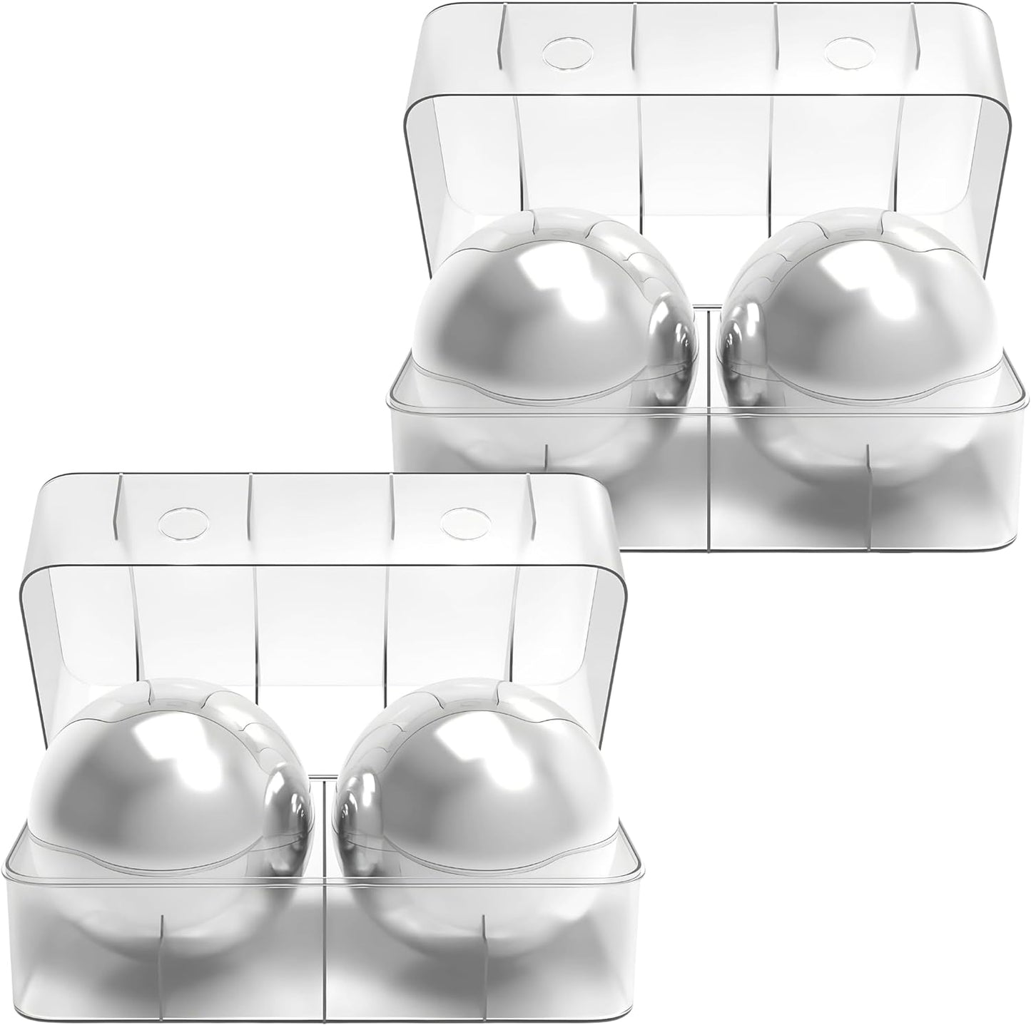 4 Premium XXL 55Mm Stainless Steel Ice Whiskey Balls with Freezer Tray and Resealable Pouch -Whiskey Rocks Chilling Stones, Whiskey Stone Ice Cube Balls, round Chilling Rocks