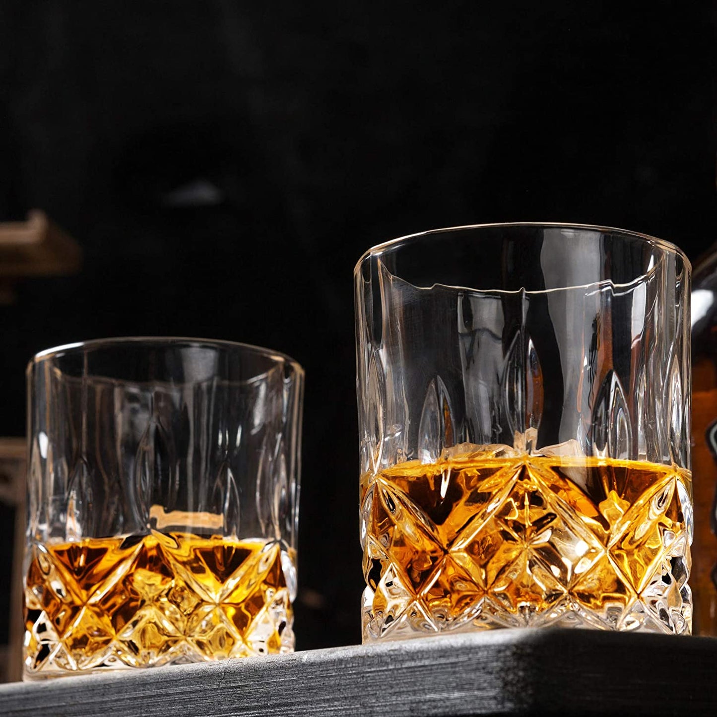 Old Fashioned Whiskey Glasses with Luxury Box - 10 Oz Rocks Barware for Scotch, Bourbon, Liquor and Cocktail Drinks - Set of 4