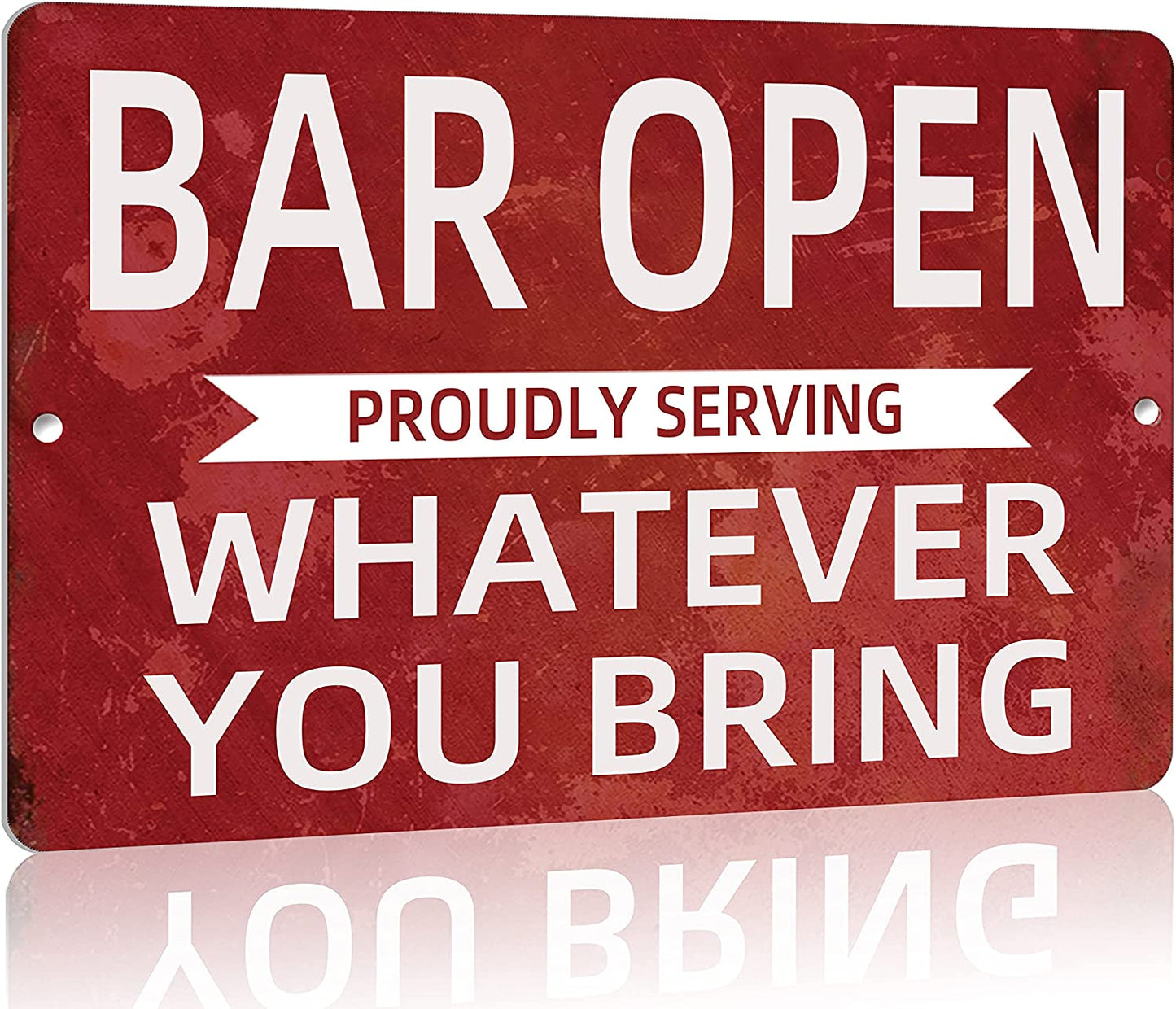Bar Open Metal Tin Sign Bar Man Cave Funny Wall Decor, 8"X12"