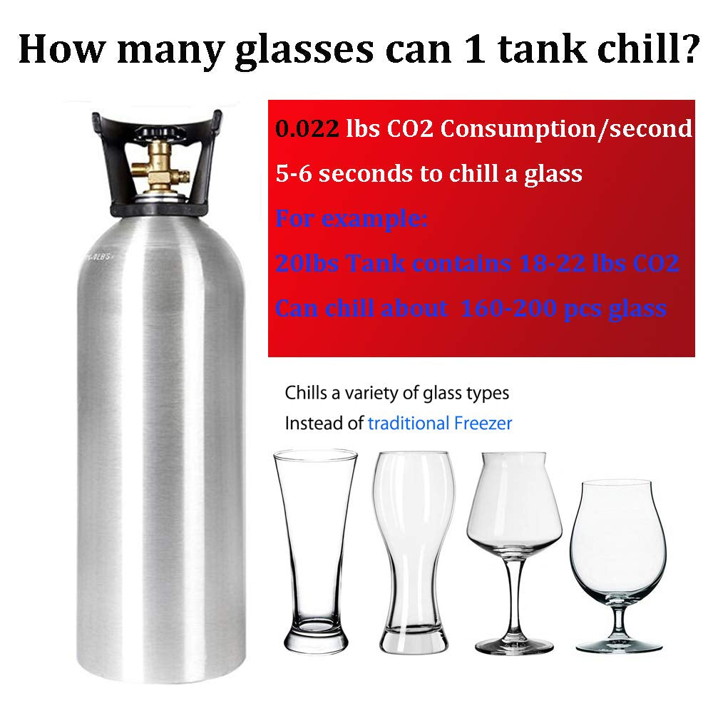 Glass Chiller – CO2 Glass Froster for Cups and Glasses – Instant Drink Chiller for Cocktail, Beer, Mixed Drinks, Wine – Glass Chiller for Bar, Restaurant, Kitchen.