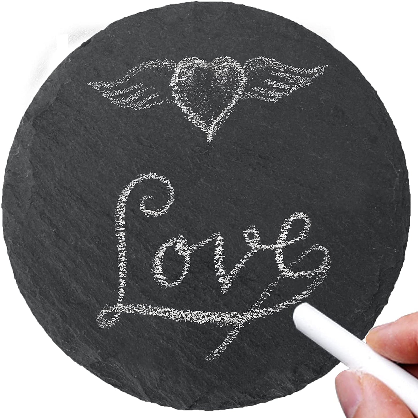 Slate Coasters, 4 Inch 12 Pieces round Black Stone Coasters with Anti-Scratch Backing for Bar, Kitchen Home Decor, Table, Cup, DIY, Housewarming Gift