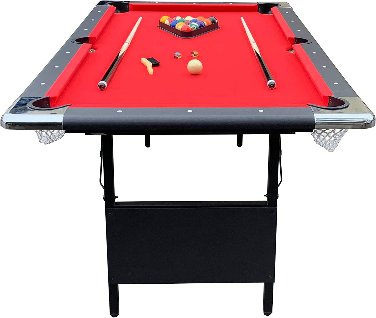 Hathaway Fairmont Portable 6-Ft Pool Table for Families with Easy Folding for Storage, Includes Balls, Cues, Chalk