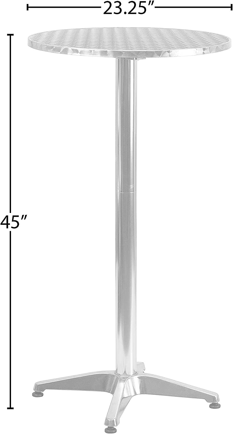 23.25" round Aluminum Indoor-Outdoor Bar Height Table with Flip-Up Table