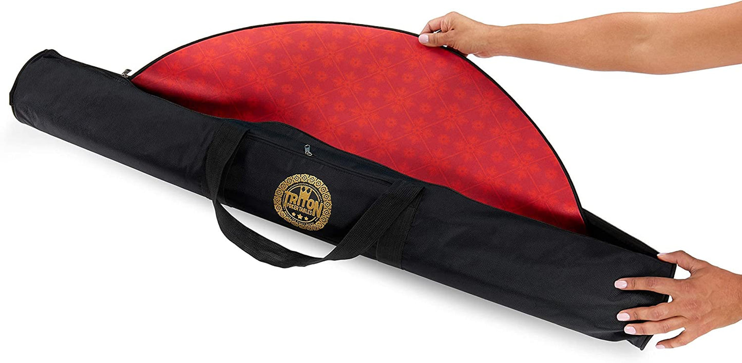 Tritonโข Premium Portable Poker Table Mat 10 Player Blue - Multi-Spandex Fabric Rubber Portable Poker Game Mat with Zippered Oxford Fabric Carry Bag - 77.75" L X 35.5" W