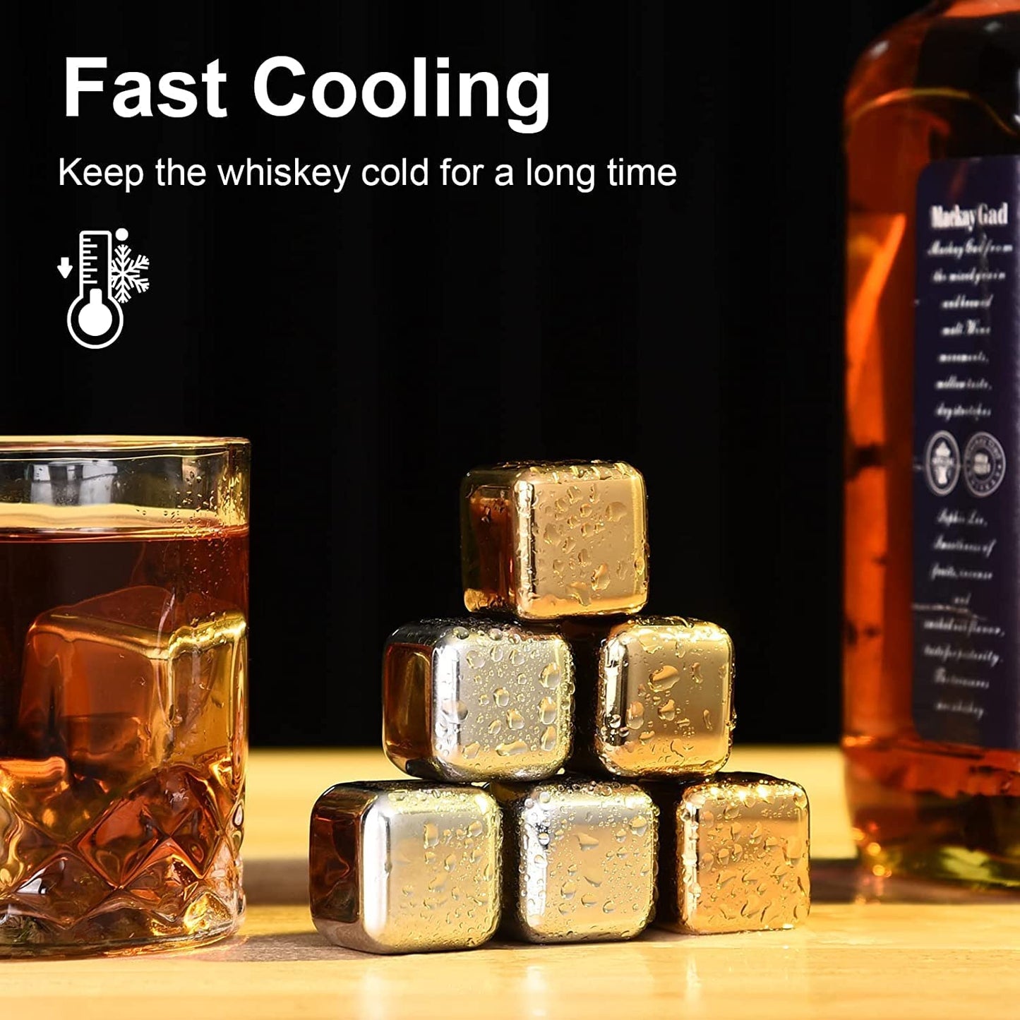 Whiskey Stones Set, Gifts for Men, Stocking Stuffers for Men, Whiskey Gifts, Whiskey Ice Cubes, Chilling Ice Cubes Reusable for Whiskey Wine Beverage, Mens Gifts for Christmas, Birthday Gifts