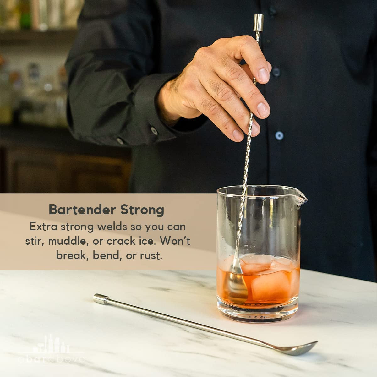 Bar Spoon Set – Drink Mixing Spoons for Mixing Glass or Shaker – Stainless Steel Cocktail Stirrer Set – Heavyweight Drink Stirrers – Professional-Quality Mixing Spoon Set (12”, Set of 2)