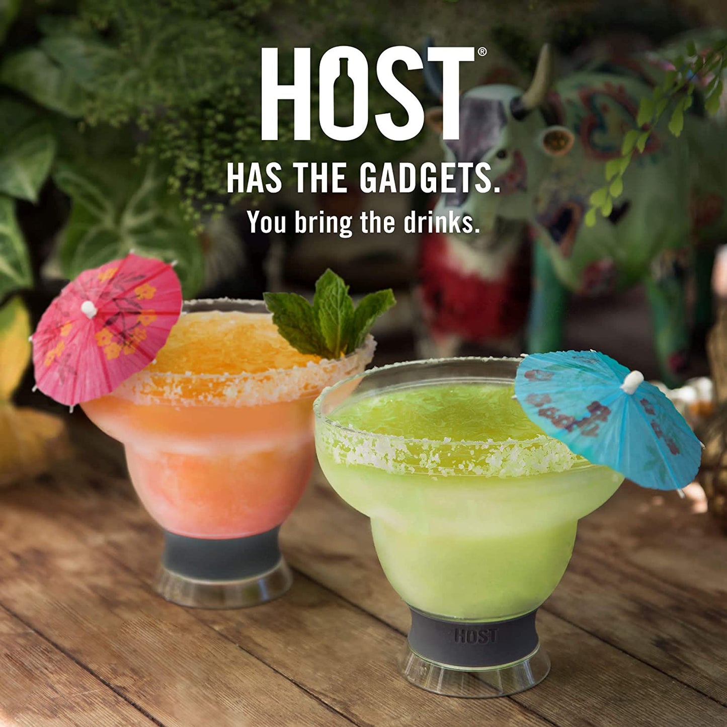 Freeze Stemless Margarita Glasses Double Walled Insulated Gel Chiller Plastic Margarita Glass Cups - Frozen Cocktail Glass Set of 2 12 Oz, Grey