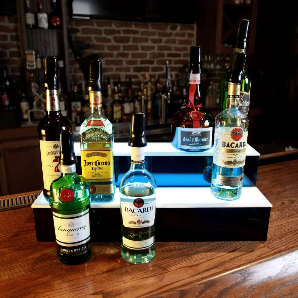 BARCONIC® LED Liquor Bottle Display Shelf - 2 Tier (Step) - 18"