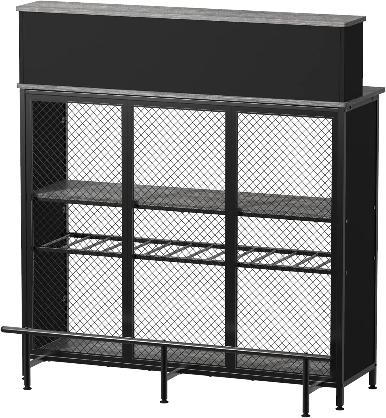 GDLF Home Bar Unit Mini Bar Liquor Bar Table with Storage and Footrest for Home Kitchen Pub (Grey)