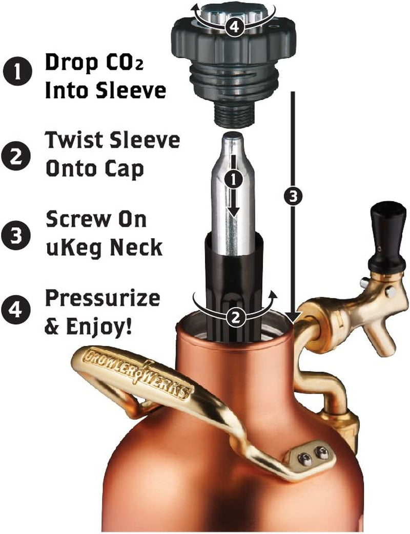 Ukeg Carbonated Growler-Great Gift for Beer Lovers, 64 Oz, Copper