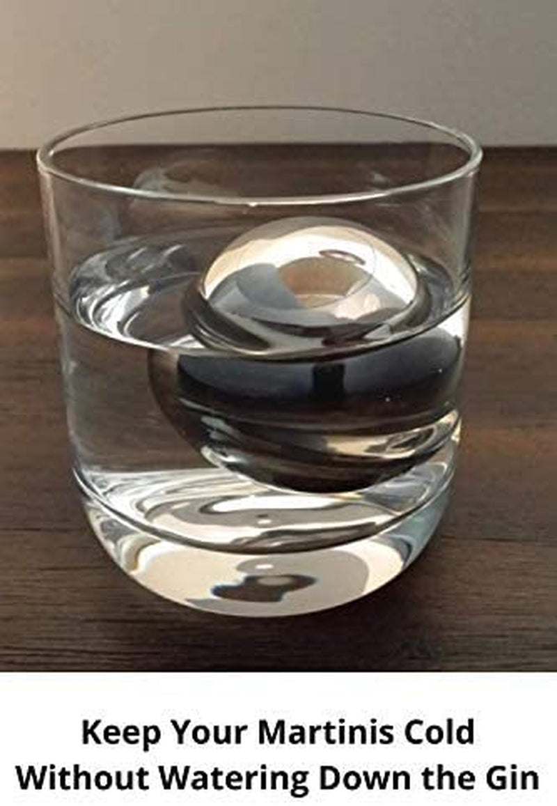 Whiskey Ball - Reusable Stainless Steel Ice Sphere - Scotch,Vodka,Wine Ice Chiller Stocking Stuffer - Ice Cube Metal Whiskey Stones Ball Won'T Dilute Your Drink - Whiskey Drink Coolers Gift - Set of 2