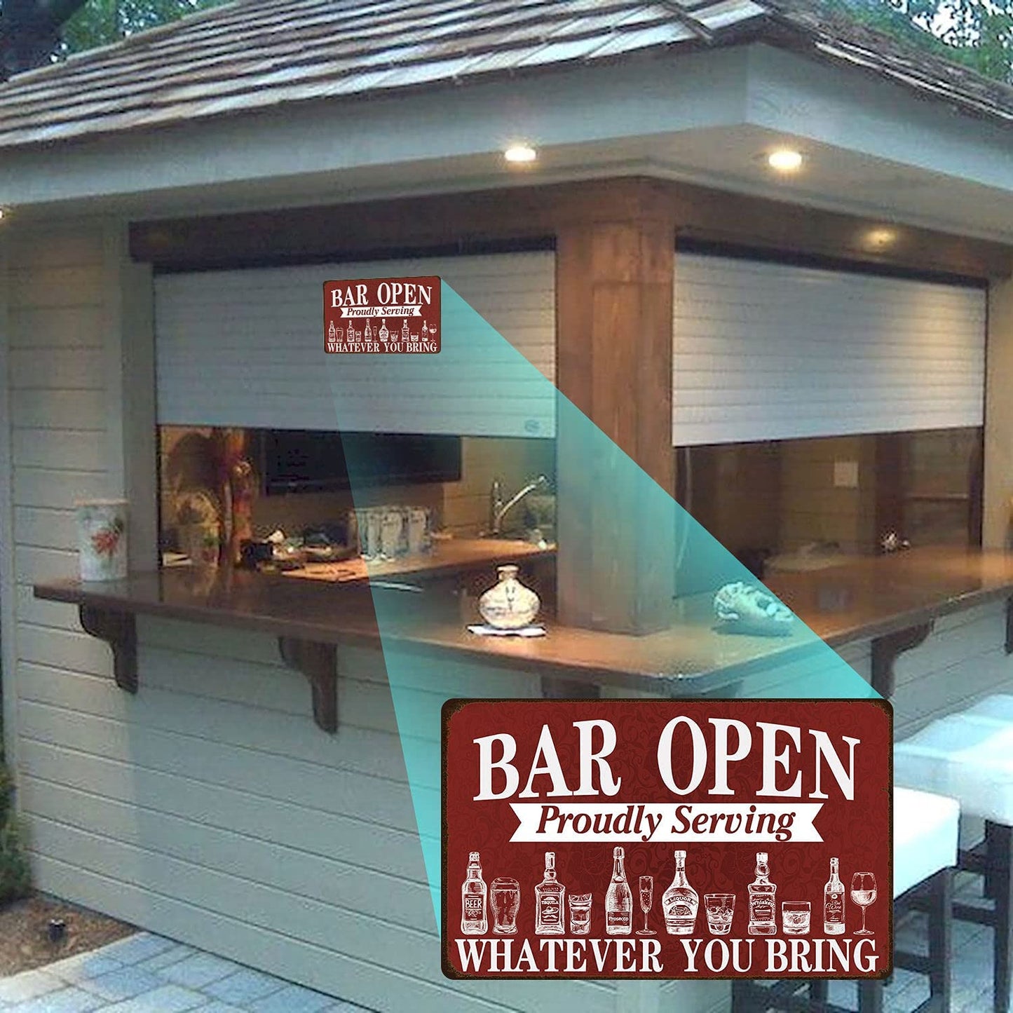 Bar Open Metal Tin Sign Vintage Bar Man Cave Funny Wall Decoration Bar Sign 12X8 Inch