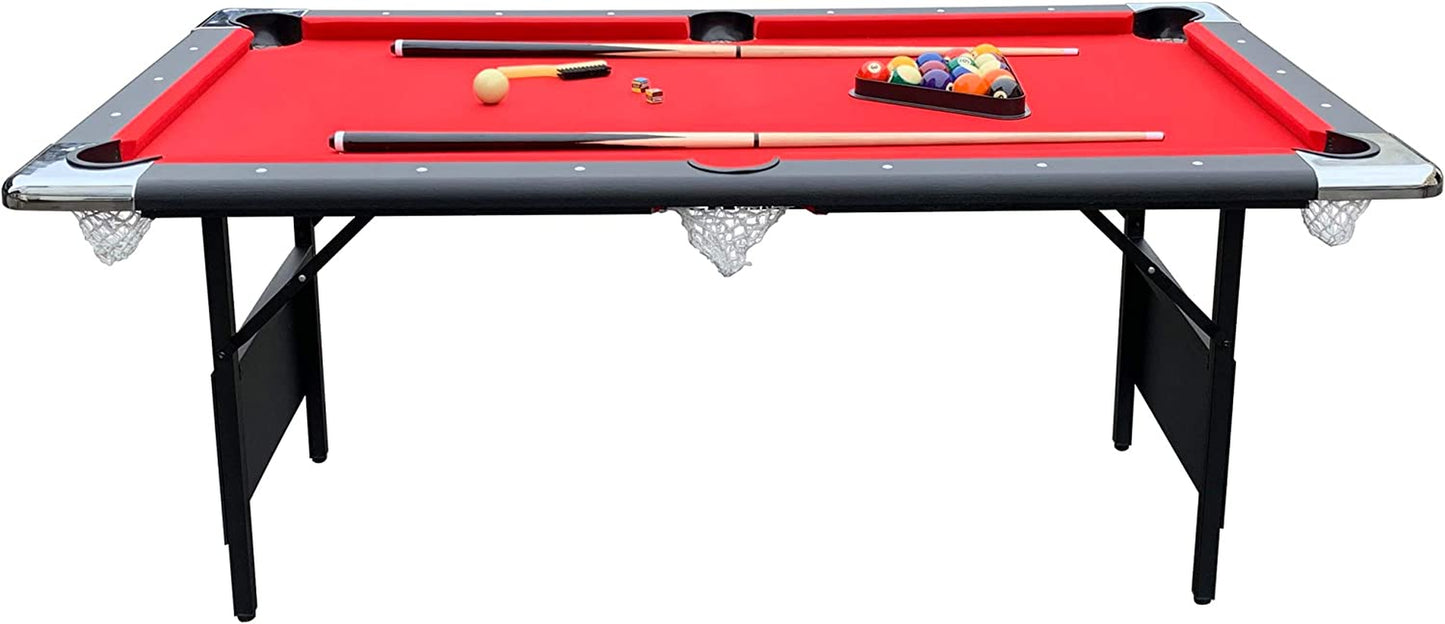 Hathaway Fairmont Portable 6-Ft Pool Table for Families with Easy Folding for Storage, Includes Balls, Cues, Chalk