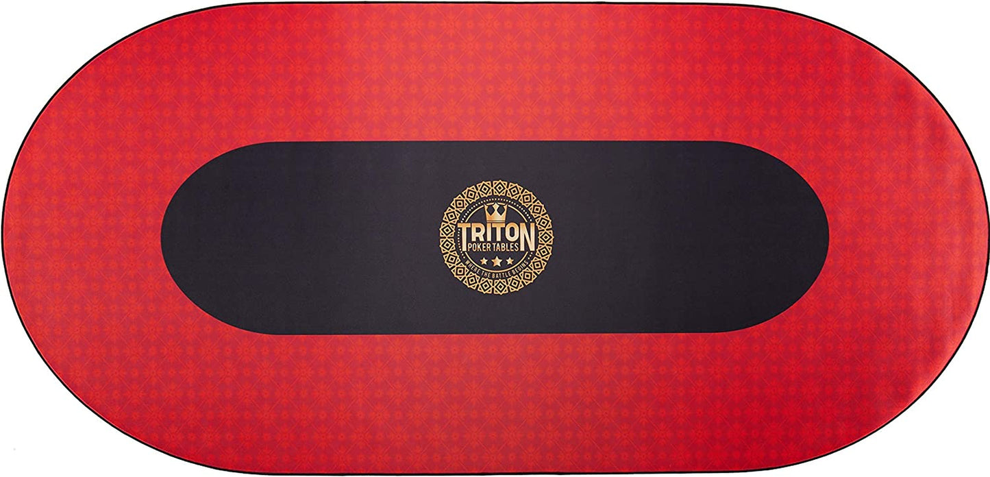 Tritonโข Premium Portable Poker Table Mat 10 Player Blue - Multi-Spandex Fabric Rubber Portable Poker Game Mat with Zippered Oxford Fabric Carry Bag - 77.75" L X 35.5" W