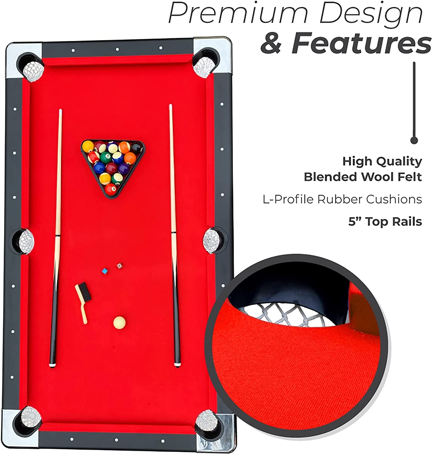Hathaway Fairmont Portable 6-Ft Pool Table for Families with Easy Folding for Storage, Includes Balls, Cues, Chalk