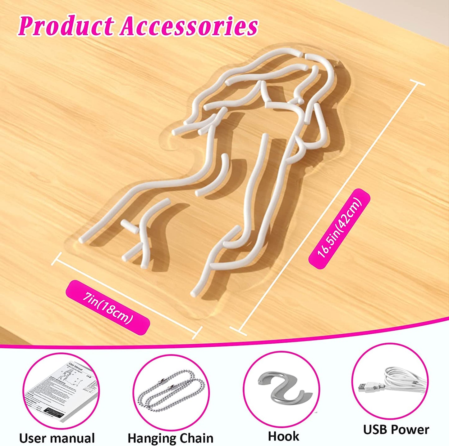 Lady Back Neon Sign, Girls Neon Sign for Wall Decor, Pink Led Sign for Bedroom,Bar Signs,Usb Connected Decorative Sign Suitable for Living Room Man Cave Party Wall Art Decoration( Hot Girl)