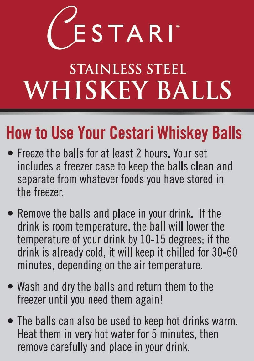 Whiskey Ball - Reusable Stainless Steel Ice Sphere - Scotch,Vodka,Wine Ice Chiller Stocking Stuffer - Ice Cube Metal Whiskey Stones Ball Won'T Dilute Your Drink - Whiskey Drink Coolers Gift - Set of 2