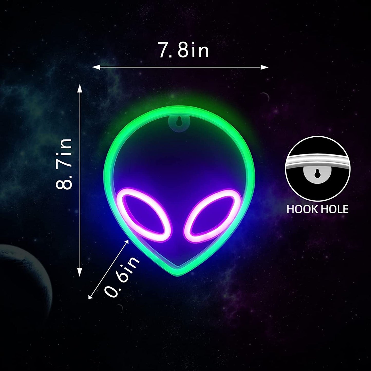 Alien Neon Sign Christmas Decoration Purple Green LED Alien Neon Light Usb/Battery Operated Cool Alien Light up Sign for Wall Decor Game Room Aesthetic Hanging Light for Man Cave Stuff, Bedroom, Bar, Party