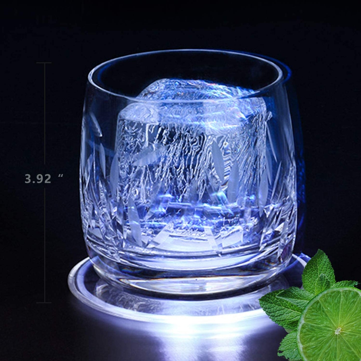 6 Pieces LED Coasters for Drinks, Light up Coasters ON/OFF Disposable round Coasters for Drinks, Acrylic Coasters for Beer Cocktail Parties Weddings Bar Christmas, Cool White LED Coasters