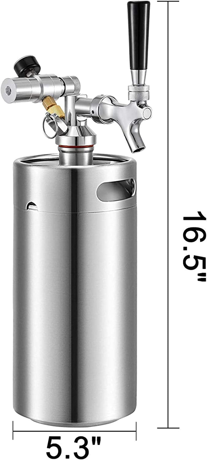 Beer Mini Keg 135 Oz, Mini Keg Growler W/Tap Faucet, Pressurized Growler 304 Stainless Steel Pressurized Beer Growler with Co2 Pressure Regulator, Beer Dispenser Portable Carbonated Growler