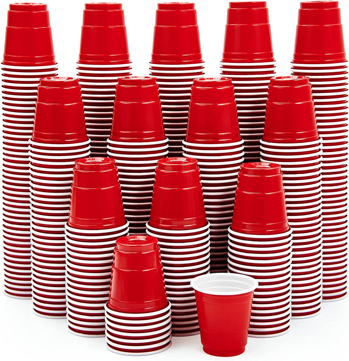 1080 PACK 2 Oz Plastic Shot Glasses, Red Disposable Shot Cups, Mini Red Shot Glasses for Halloween Thanksgiving Christmas Party