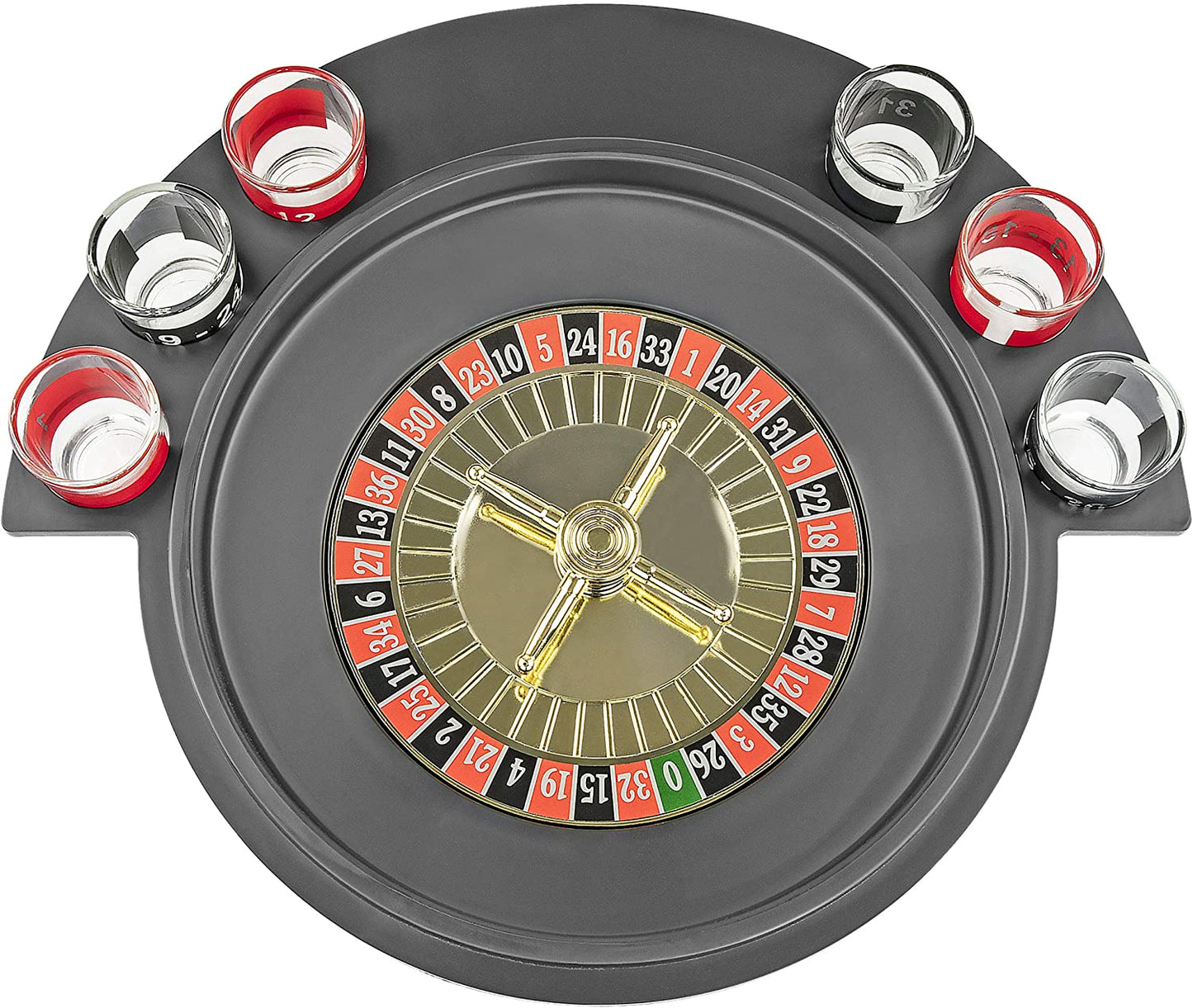Shot Glass Roulette Drinking Game Set with 2 Balls and 6 Shot Glasses