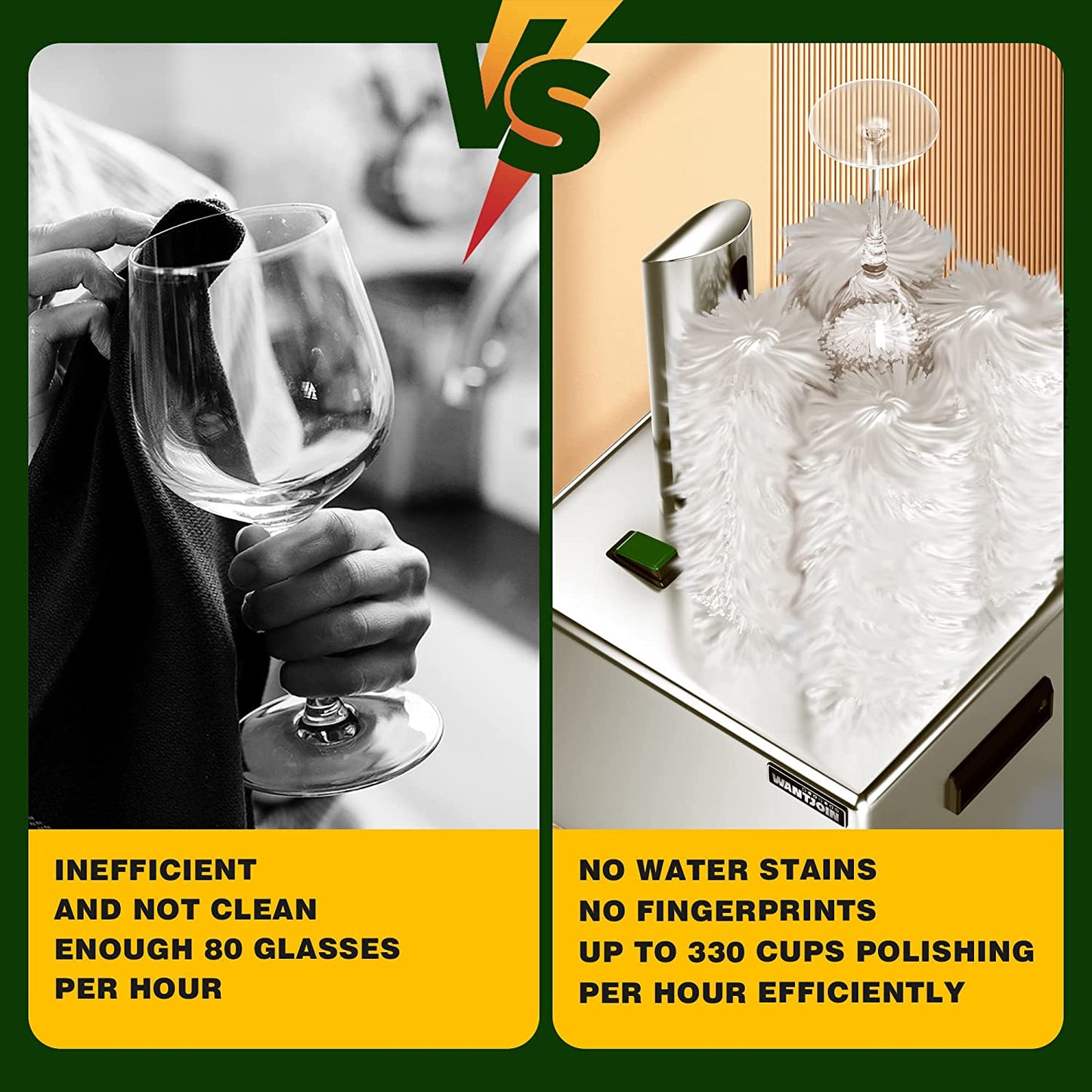 Electric Winery Wine Glass Polishing Machine,5 Polishing Cloth Washers Commercial Glass Polisher, Stainless-Steel Glassware Polishing Machine for Bar Kitchen