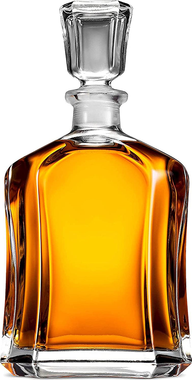 Whiskey Decanter Set - 7-Piece Italian Crafted Glass Decanter & Whiskey Glasses Set - Holiday Whiskey Gifts for Men and Women W/Ornate Stopper and 6 Cocktail Glasses