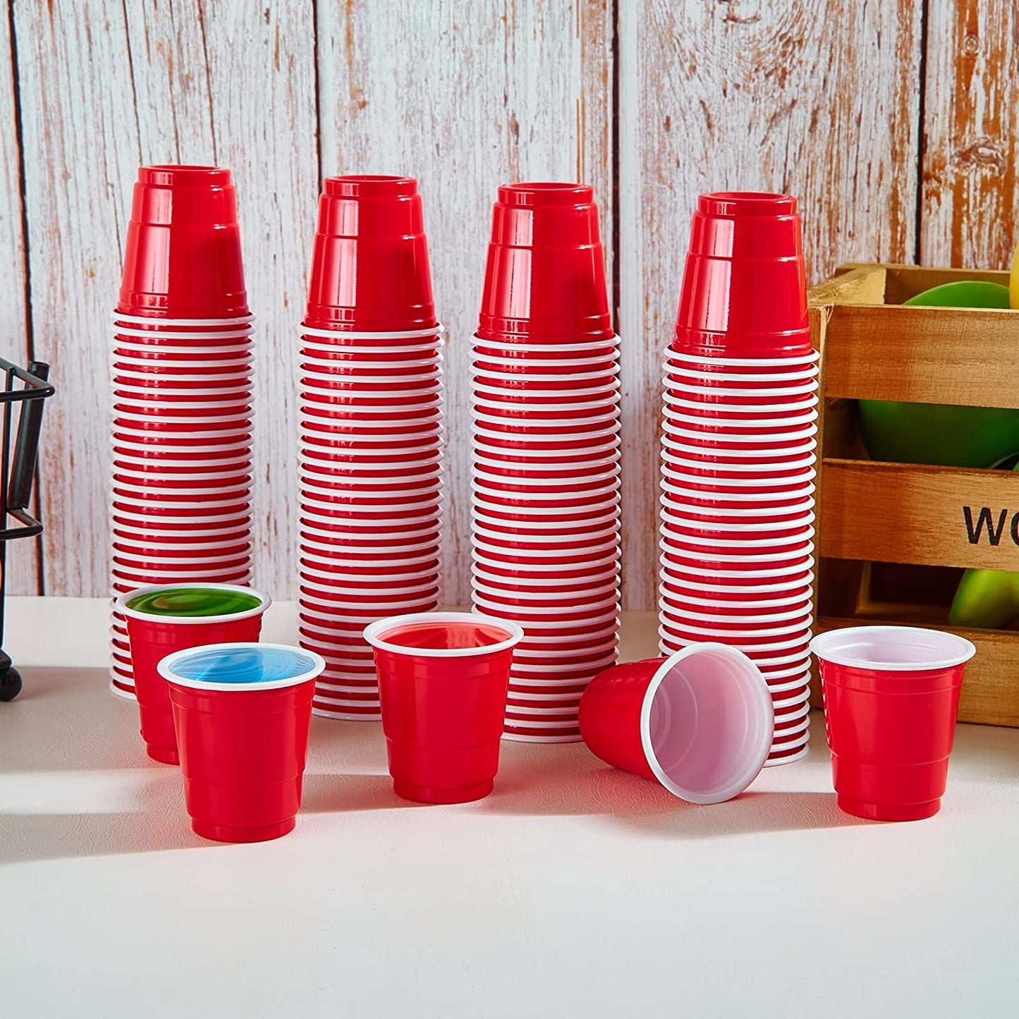 1080 PACK 2 Oz Plastic Shot Glasses, Red Disposable Shot Cups, Mini Red Shot Glasses for Halloween Thanksgiving Christmas Party