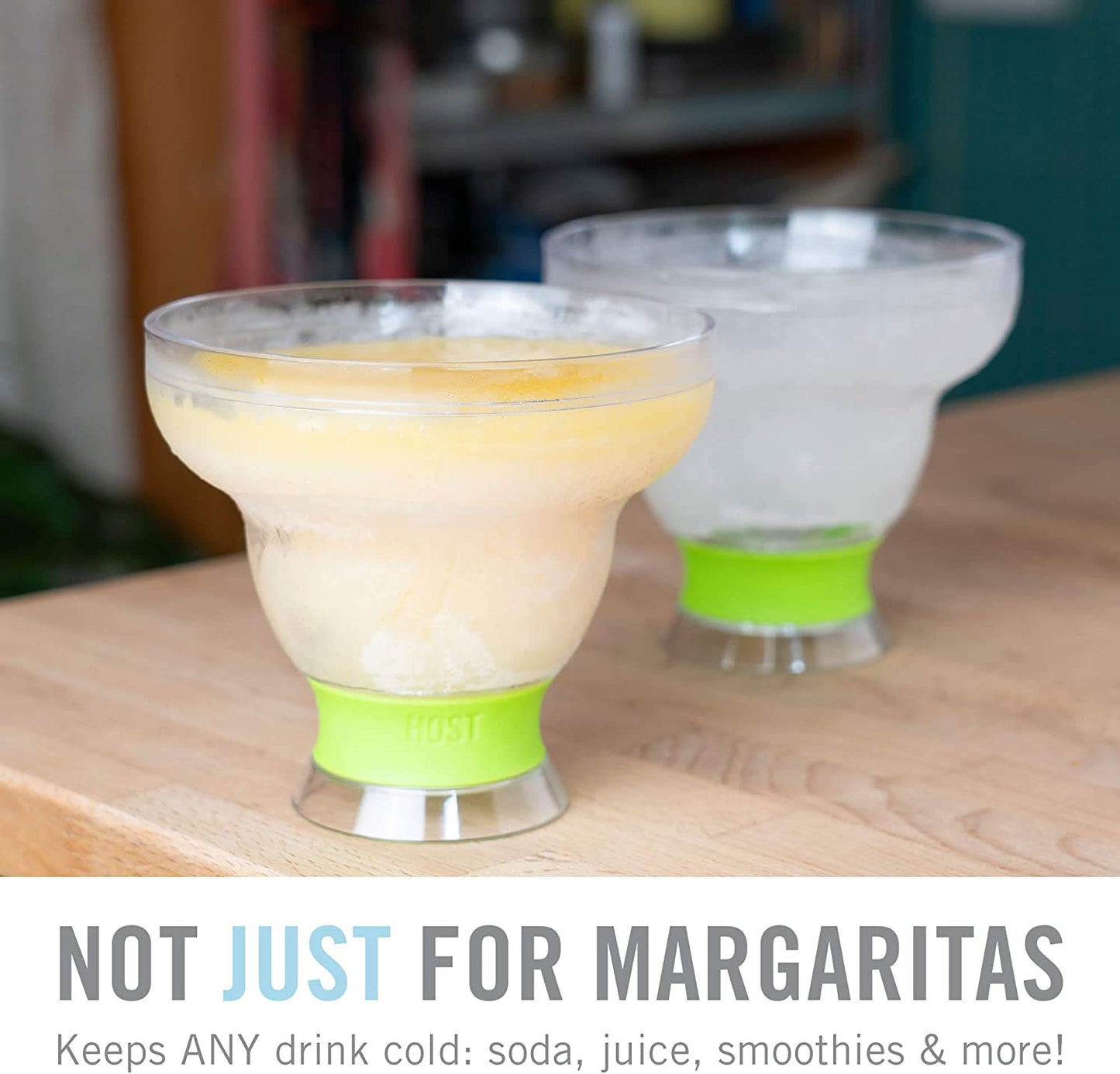 Freeze Stemless Margarita Glasses Double Walled Insulated Gel Chiller Plastic Margarita Glass Cups - Frozen Cocktail Glass Set of 2 12 Oz, Grey