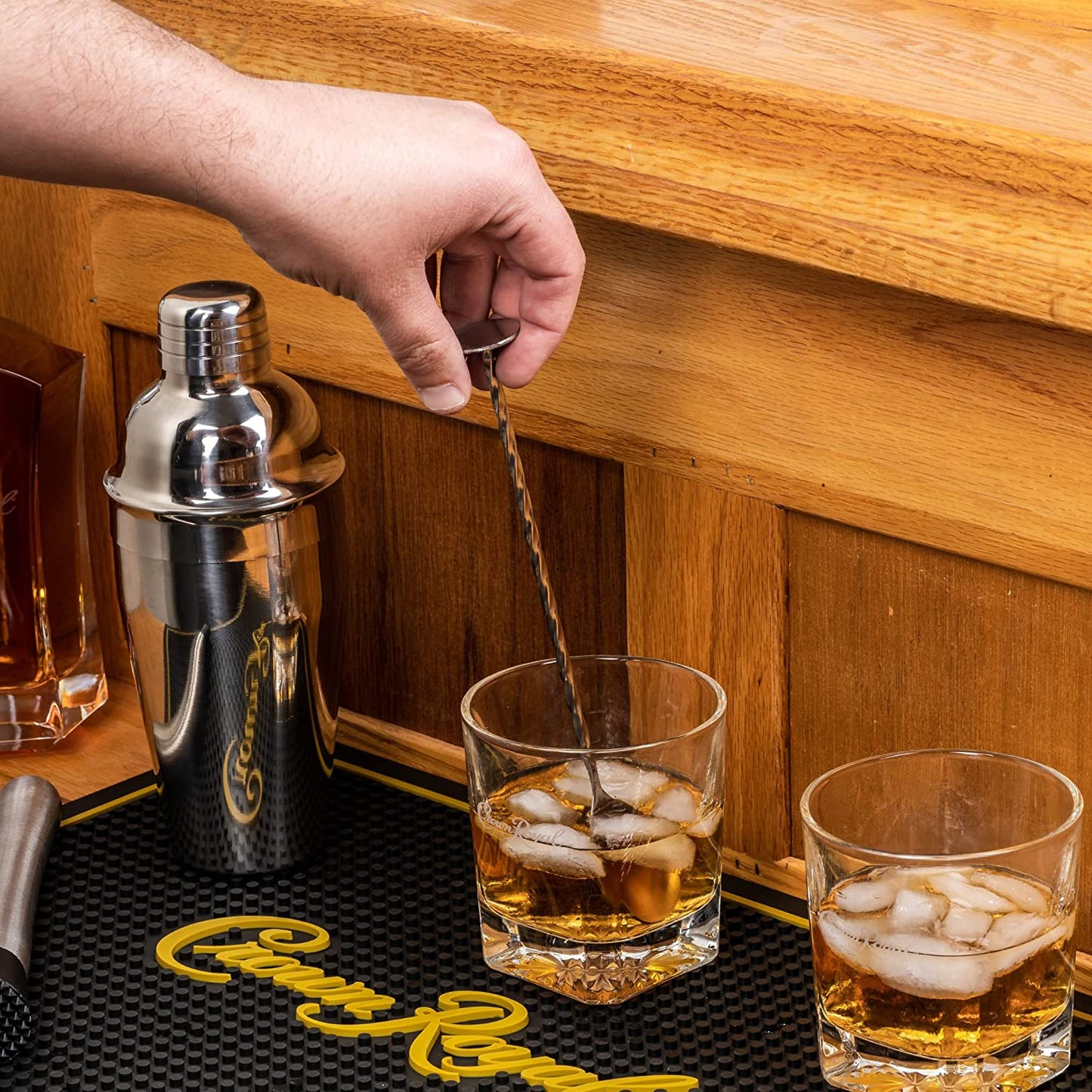 Crown Royal Bar and Spill Mat | Canadian Whiskey Rubber Bar Mat for Drips with Crown Royal Logo | Professional Non-Slip Bar Service Mat, 18 X 12” Compatible