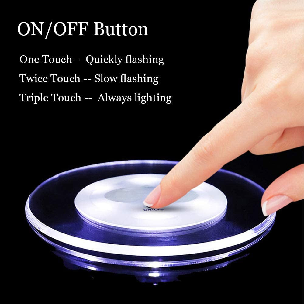 6 Pieces LED Coasters for Drinks, Light up Coasters ON/OFF Disposable round Coasters for Drinks, Acrylic Coasters for Beer Cocktail Parties Weddings Bar Christmas, Cool White LED Coasters