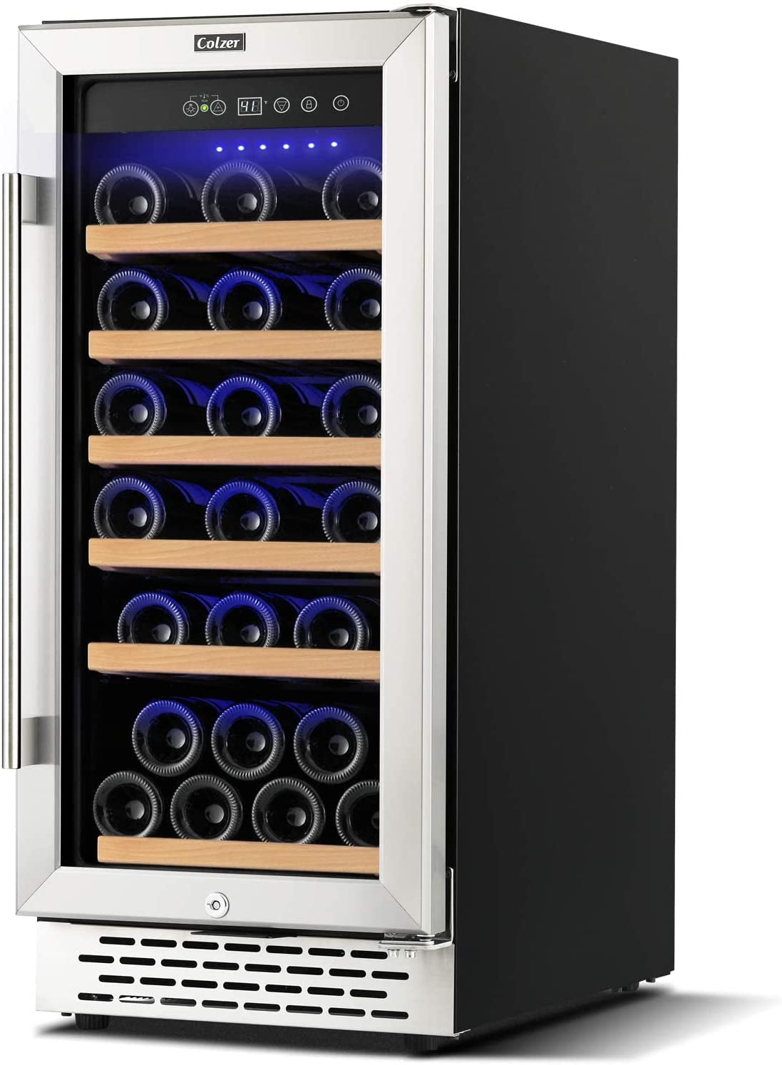 Premium 24 Inch Wine Cooler, 51 Bottle Wine Fridge with 2 Locks Humidity Control Intelligent Digital Upgrade Compressor Built in or Freestanding Wine Cellars for Home Office Bar
