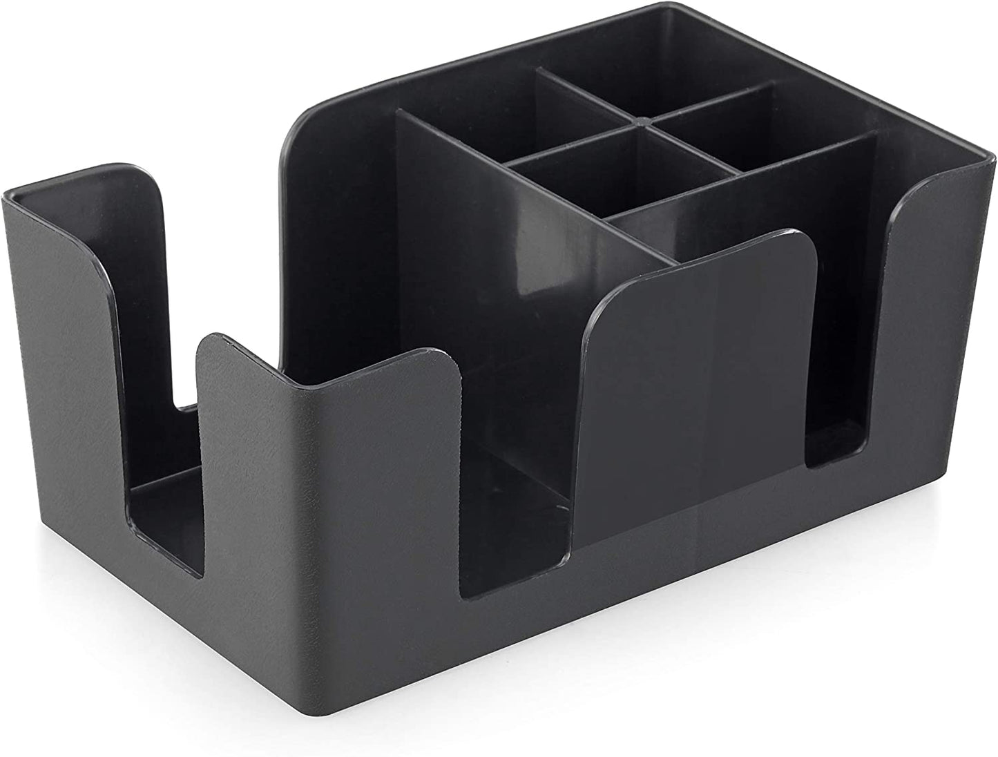 48001 Plastic Bar Caddy Organizer with 6 Compartments, Black