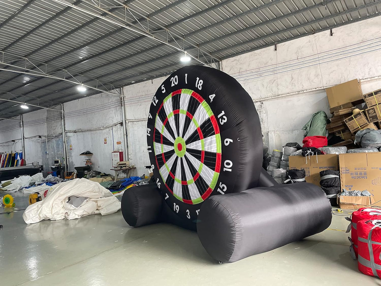 King Inflatable Soccer Darts Board Giant Outdoor Soccer Darts Board with 8Pcs Soccer Ball & 370W Blower for Kick Dartboard Sport Game (10Ft Tall, Black)