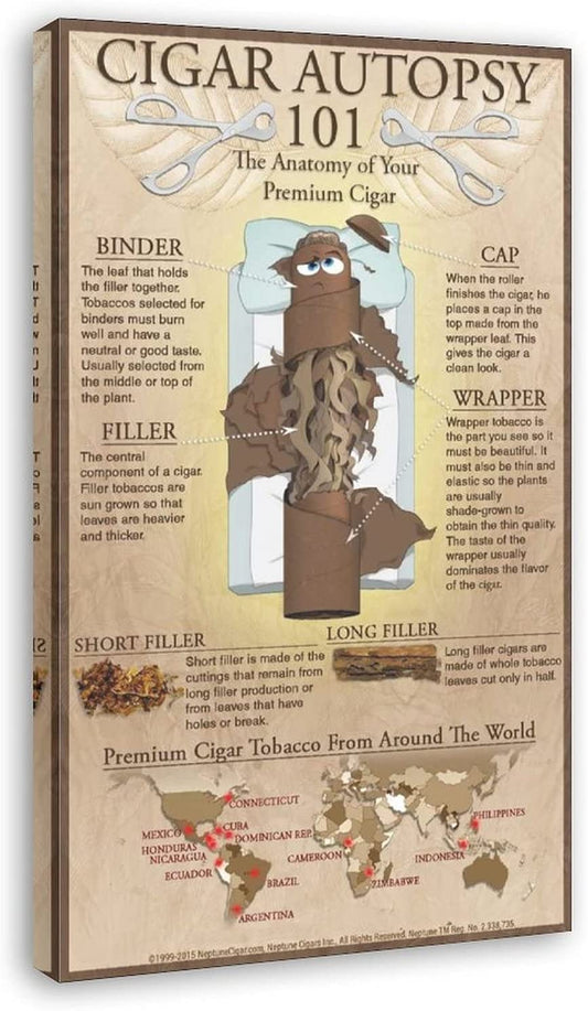 Cigar Poster Bar Art Vintage Poster Canvas Poster Wall Art Decor Print Paintings for Living Room 16X24Inch(40X60Cm) Frame-Style