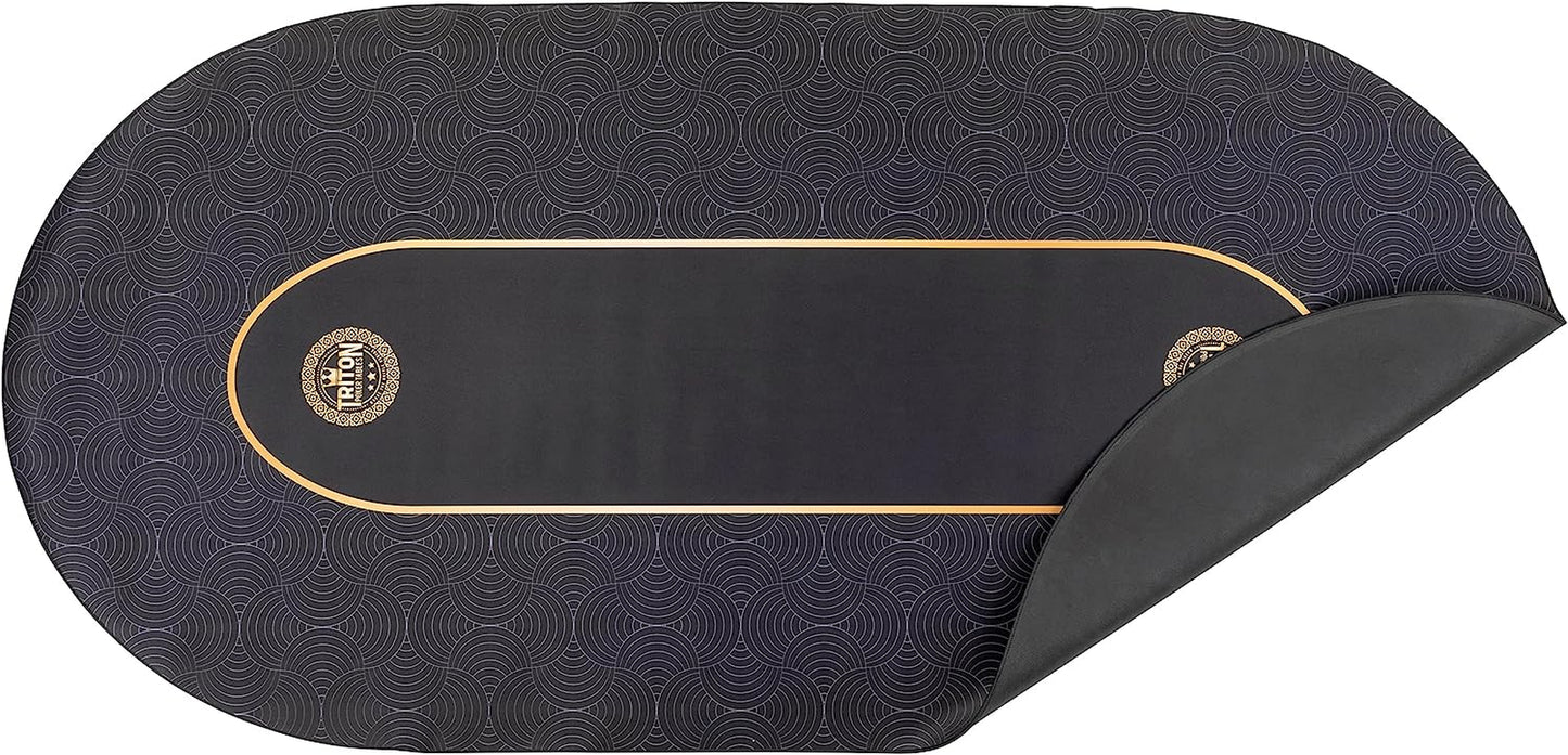 Tritonโข Premium Portable Poker Table Mat 10 Player Blue - Multi-Spandex Fabric Rubber Portable Poker Game Mat with Zippered Oxford Fabric Carry Bag - 77.75" L X 35.5" W