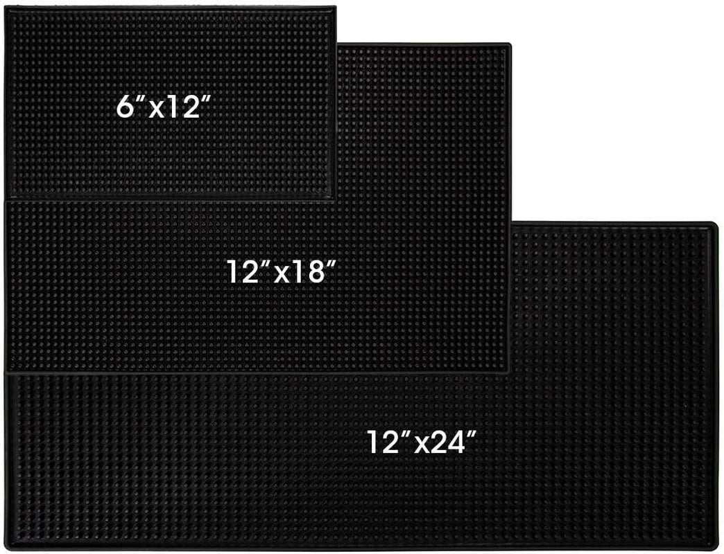 3Pcs Bar Mat Spill Mat - Quality Rubber Bar Service Spill Mat Nonslip Flexible Barber Mats for Clippers Bar Mat for Home Bar Restaurant Service Mat (3Pcs, 12×6 Inch, 18×12 Inch, 24×12 Inch