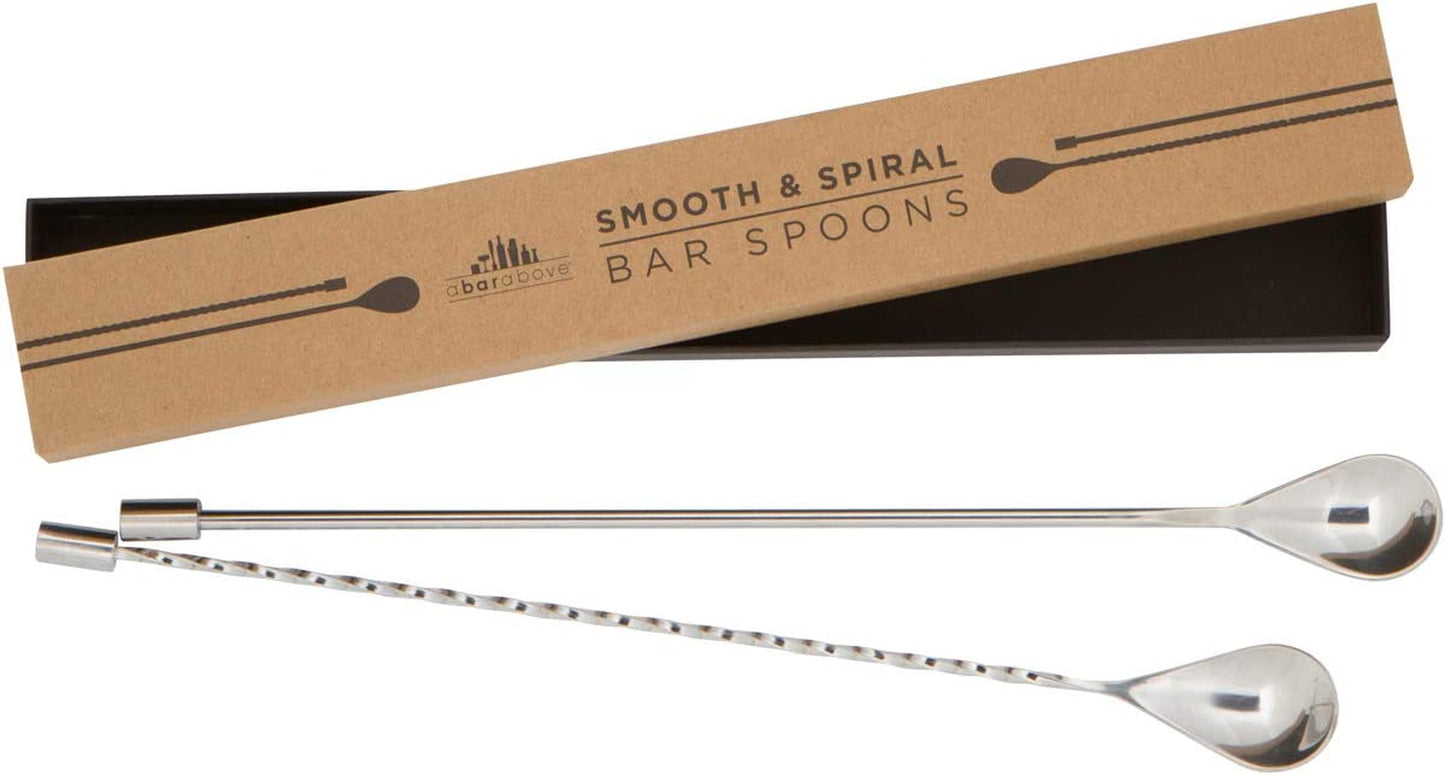 Bar Spoon Set – Drink Mixing Spoons for Mixing Glass or Shaker – Stainless Steel Cocktail Stirrer Set – Heavyweight Drink Stirrers – Professional-Quality Mixing Spoon Set (12”, Set of 2)