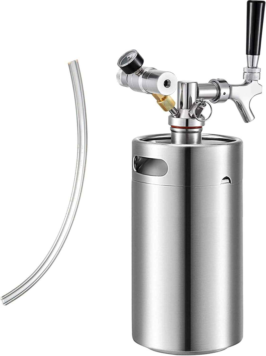 Beer Mini Keg 135 Oz, Mini Keg Growler W/Tap Faucet, Pressurized Growler 304 Stainless Steel Pressurized Beer Growler with Co2 Pressure Regulator, Beer Dispenser Portable Carbonated Growler
