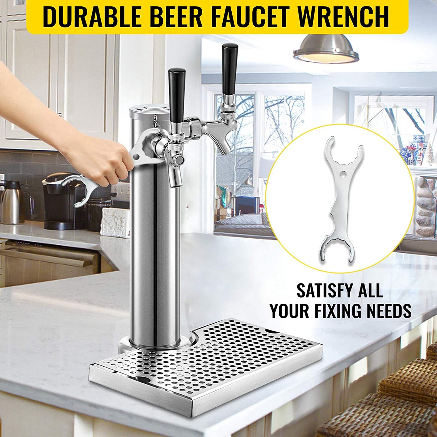 Kegerator Tower Kit, Double Tap Beer Conversion Kit, No Tank Keg Conversion Kit, Stainless Steel Keg Tower, Deluxe Kegarator Beer Conversion with Dual Gauge Regulator & D-System Keg Coupler