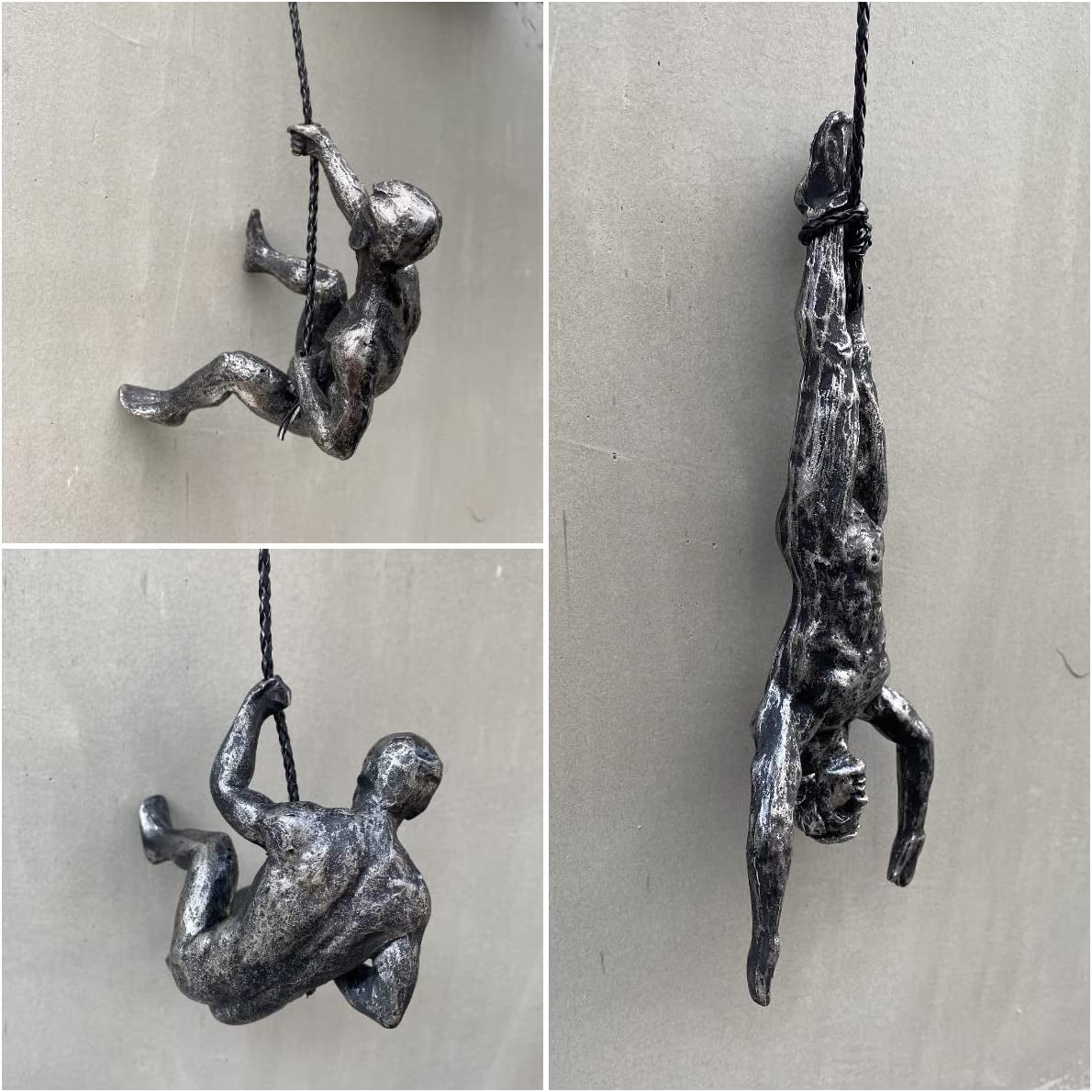 Set of 3 Climbing Men 7.8" down Climbing Man Wall Art Decor Rock Climbing Gifts Modern 3D for Men'S Unique Sports & Outdoors Sculpture for Bedroom Home Office Company- and 4.5” Left/Right