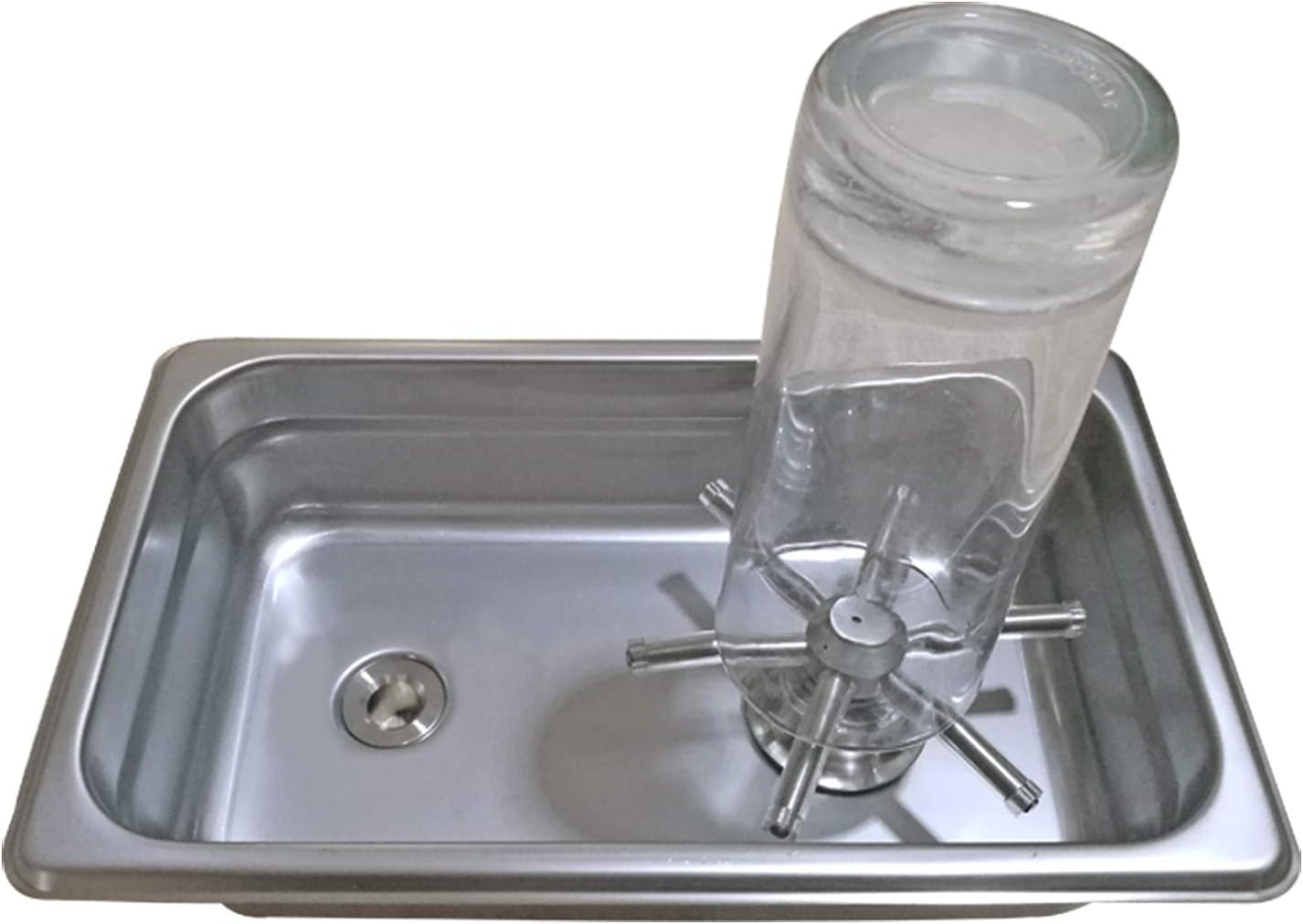 Pitcher Rinser Cup Washer Glass Cleaning Rinser with Side Sprays, Drain and Drip Tray for Bar Coffee Shop (10.4×6.5×2.6")