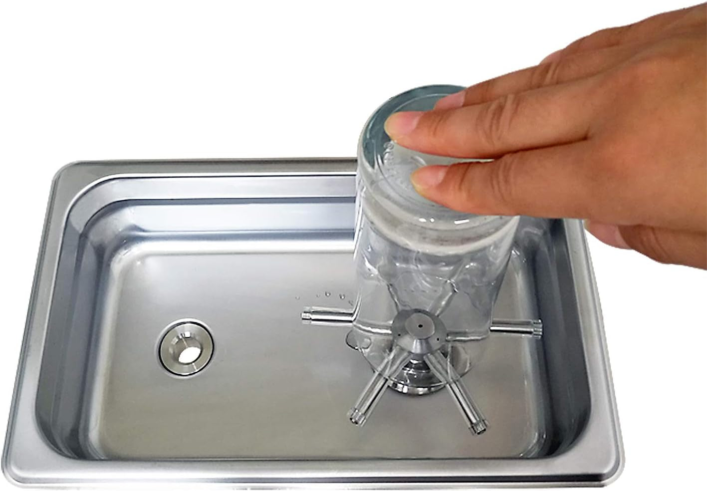 Pitcher Rinser Cup Washer Glass Cleaning Rinser with Side Sprays, Drain and Drip Tray for Bar Coffee Shop (10.4×6.5×2.6")